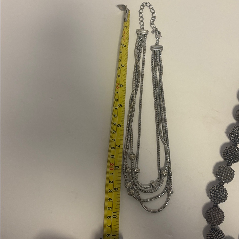 Bundle 3 Chico’s Silver/Crystal Statement Necklac… - image 5